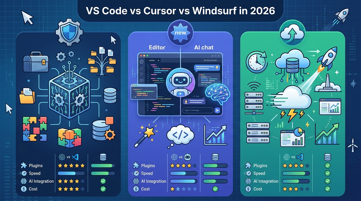 VS Code vs Cursor vs Windsurf in 2026