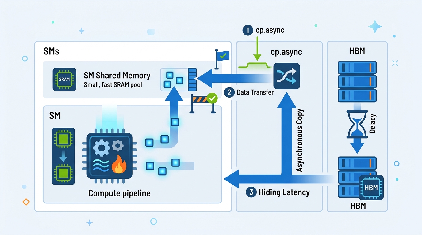 CUDA cp.async on Ampere: hiding HBM latency