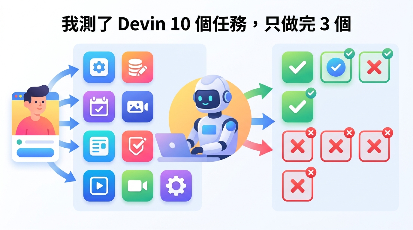我測了 Devin 10 個任務，只做完 3 個