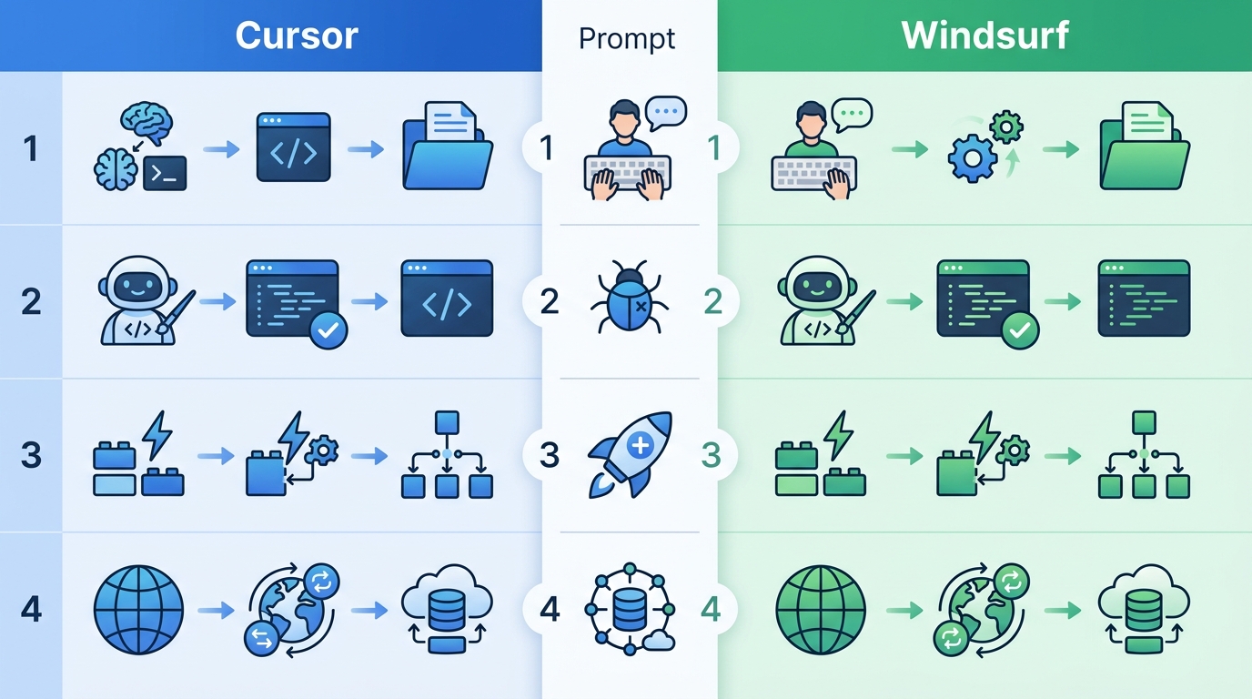 Cursor vs Windsurf: 4 Tasks, Same Prompts