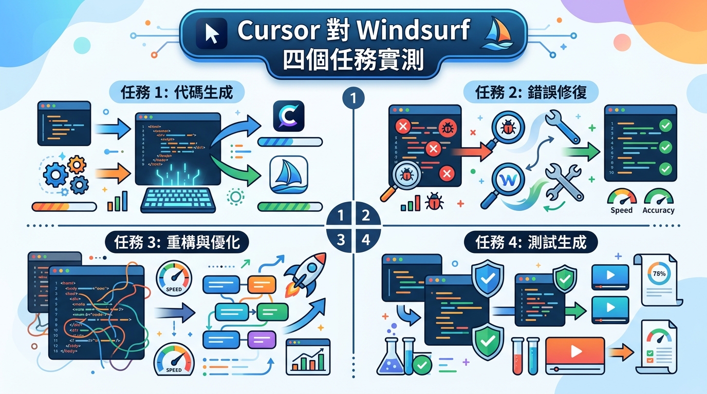 Cursor 對 Windsurf：四個任務實測