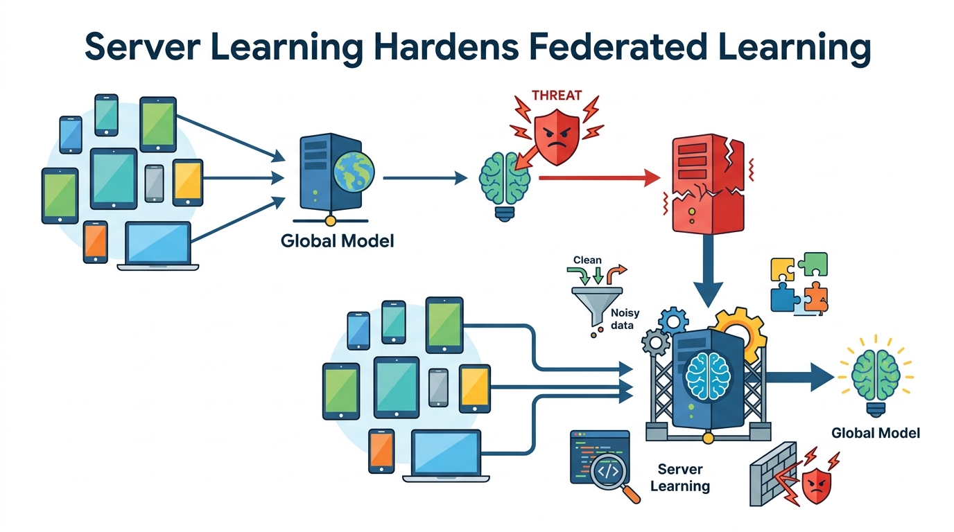 Server Learning Hardens Federated Learning