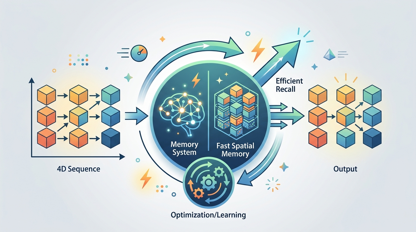 Fast Spatial Memory for Long 4D Sequences