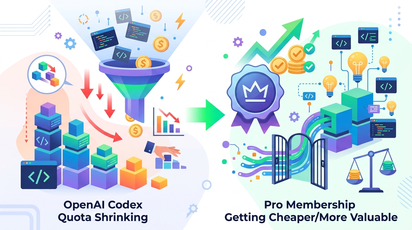 OpenAI Codex额度缩水，Pro会员却更划算了