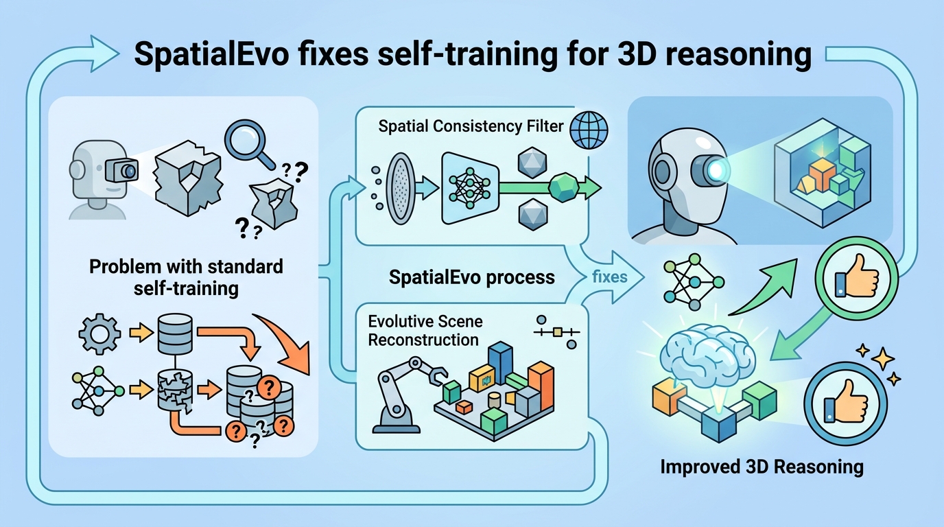 SpatialEvo fixes self-training for 3D reasoning