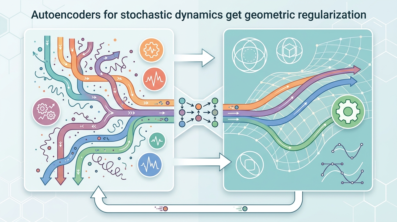 Autoencoders for stochastic dynamics get geometric regularization