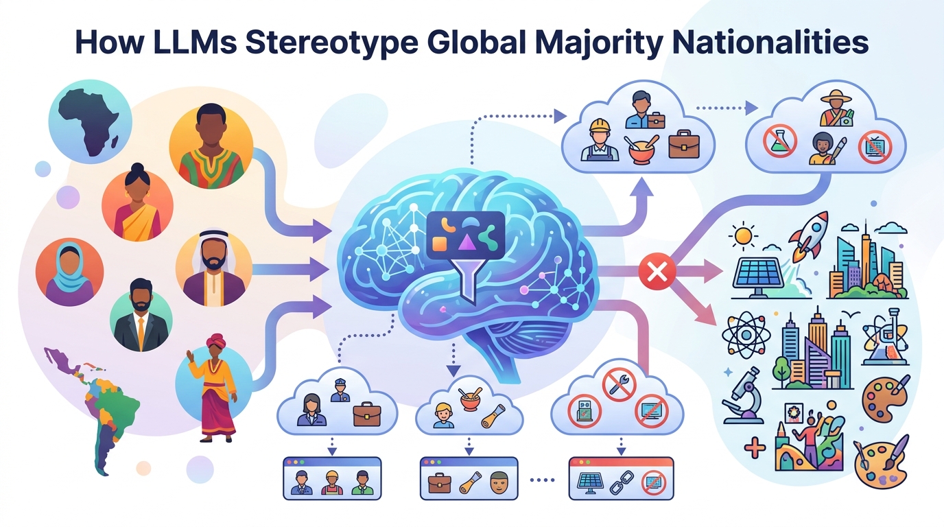 How LLMs Stereotype Global Majority Nationalities
