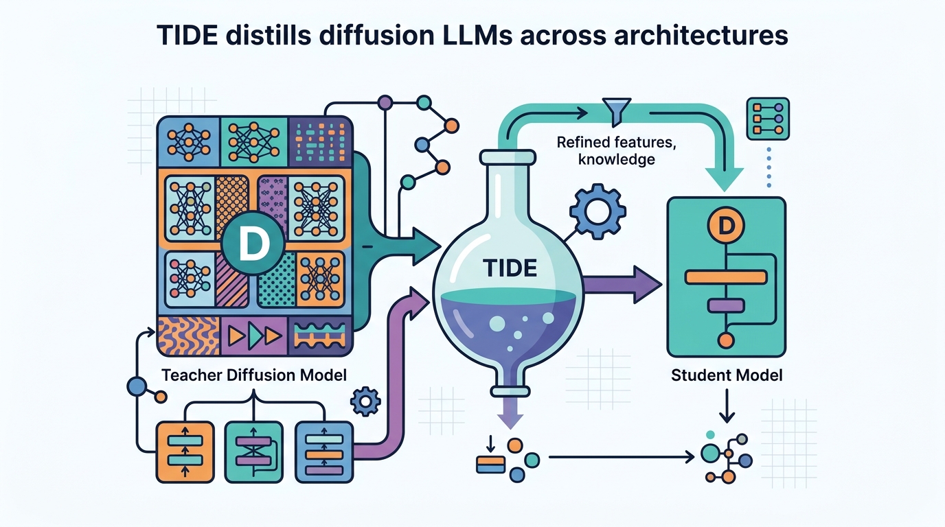 TIDE distills diffusion LLMs across architectures