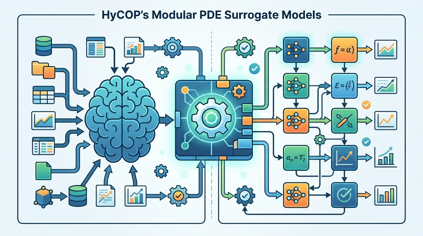 HyCOP 把 PDE 代理模型做成模組化