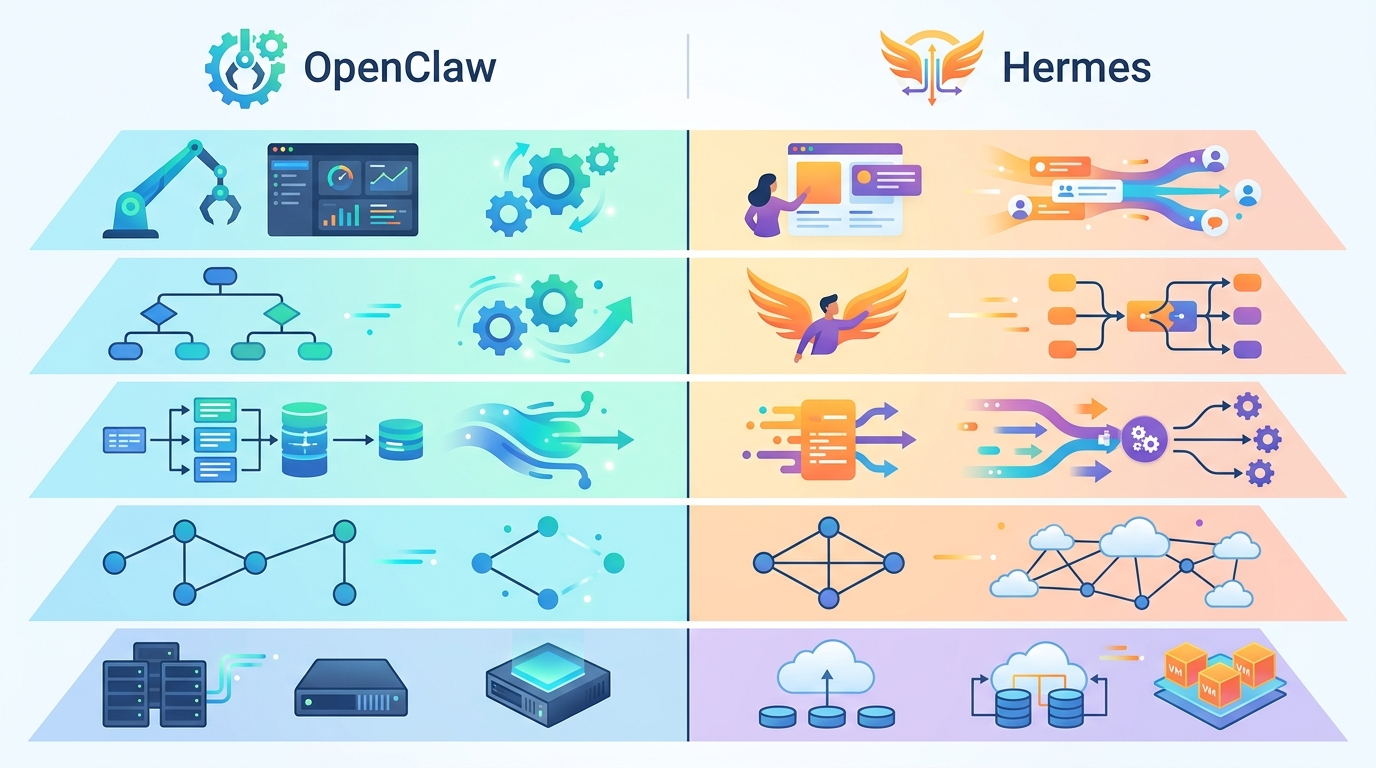 OpenClaw vs Hermes: 五层架构对比