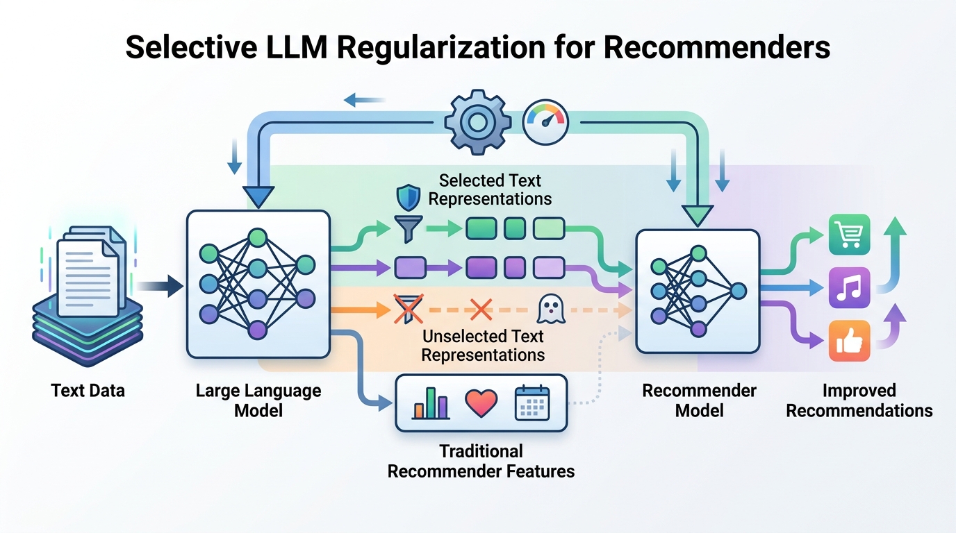 Selective LLM Regularization for Recommenders