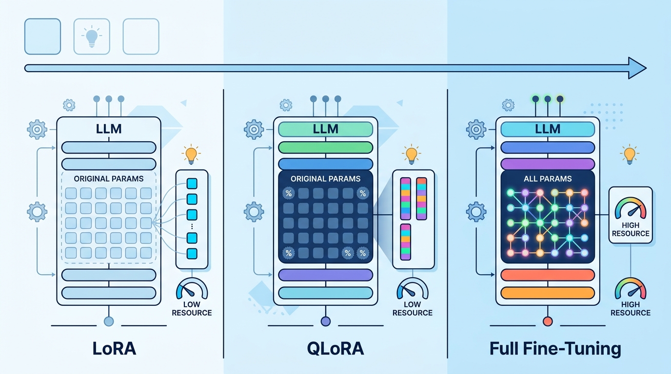 LoRA vs QLoRA vs Full Fine-Tuning