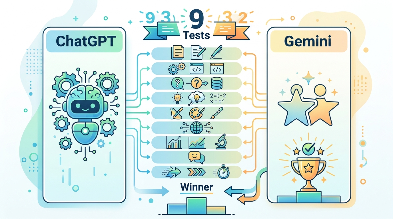 ChatGPT vs Gemini: 9 Tests, 1 Clear Winner