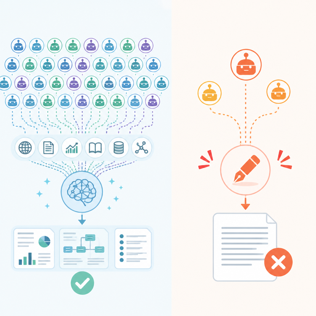Why 32-Agent Paper Teams Are Better at Research, Not Writing