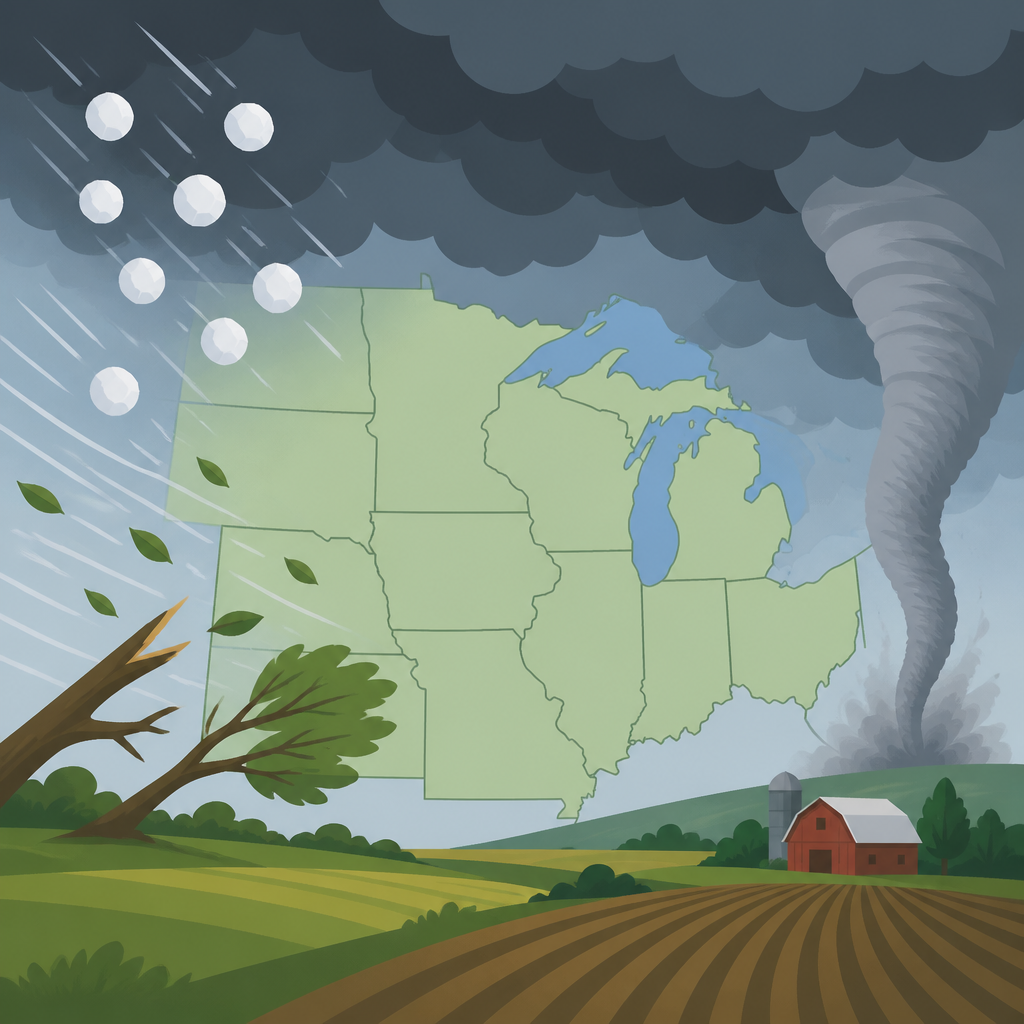 Midwest Faces Hail, Wind, and Tornado Risk Monday