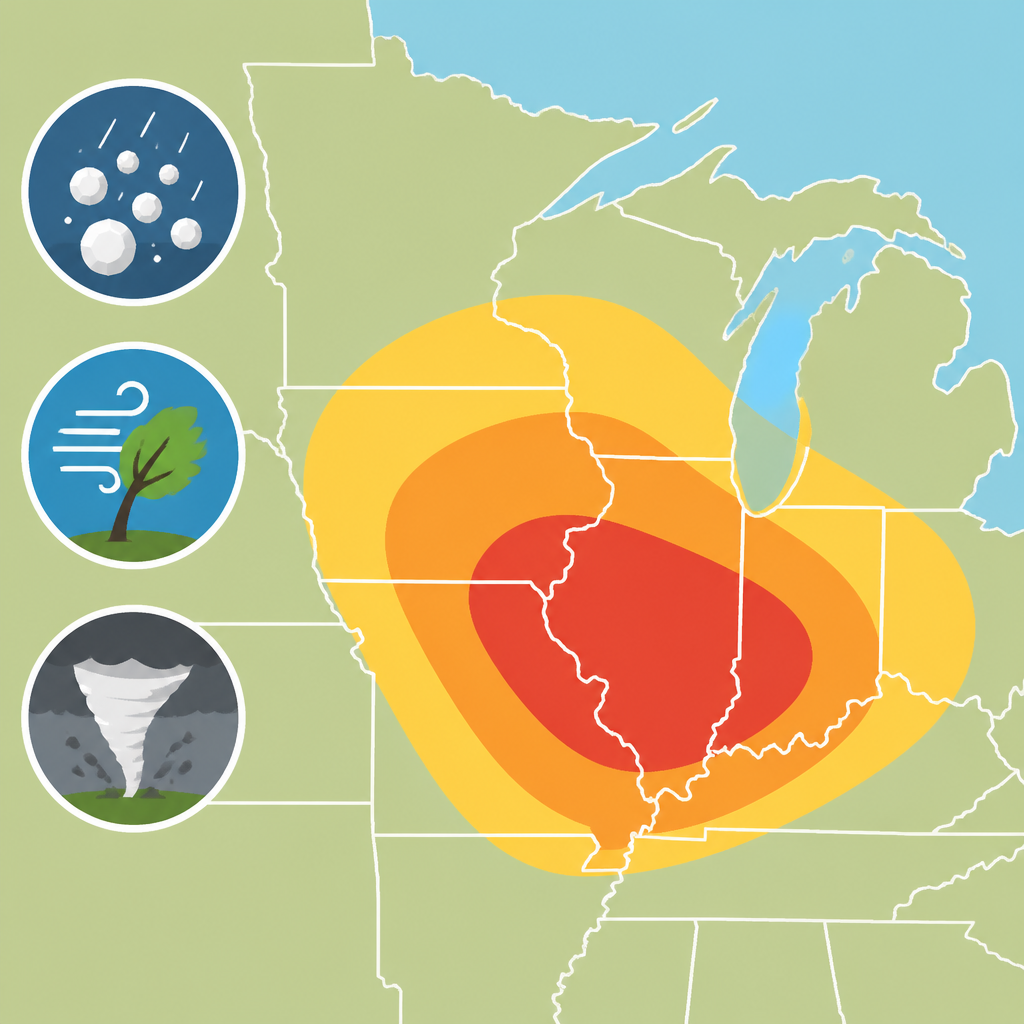Midwest Faces Hail, Wind, and Tornado Risk Monday