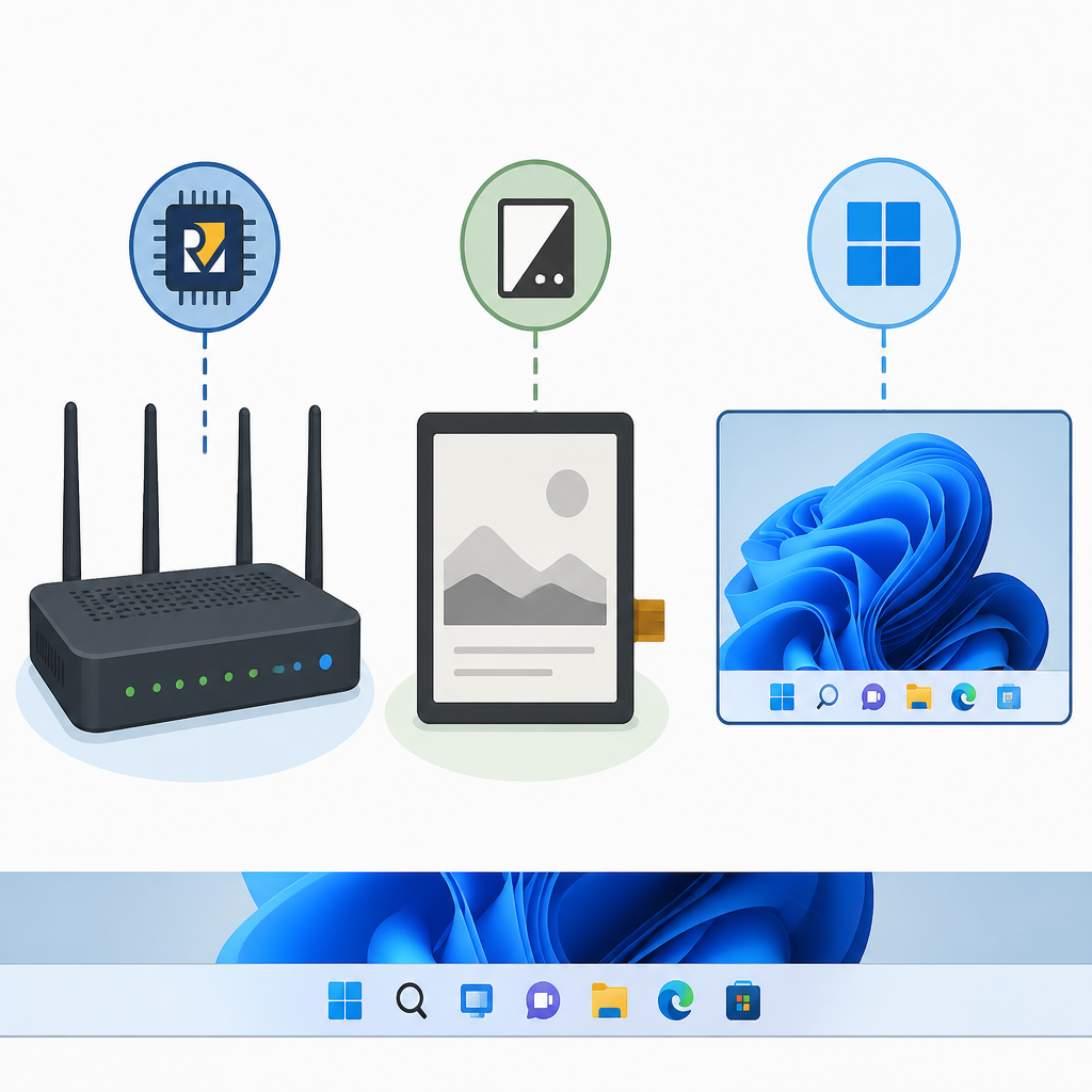 RISC-V 路由器、E Ink 套件、Windows 11 任務列