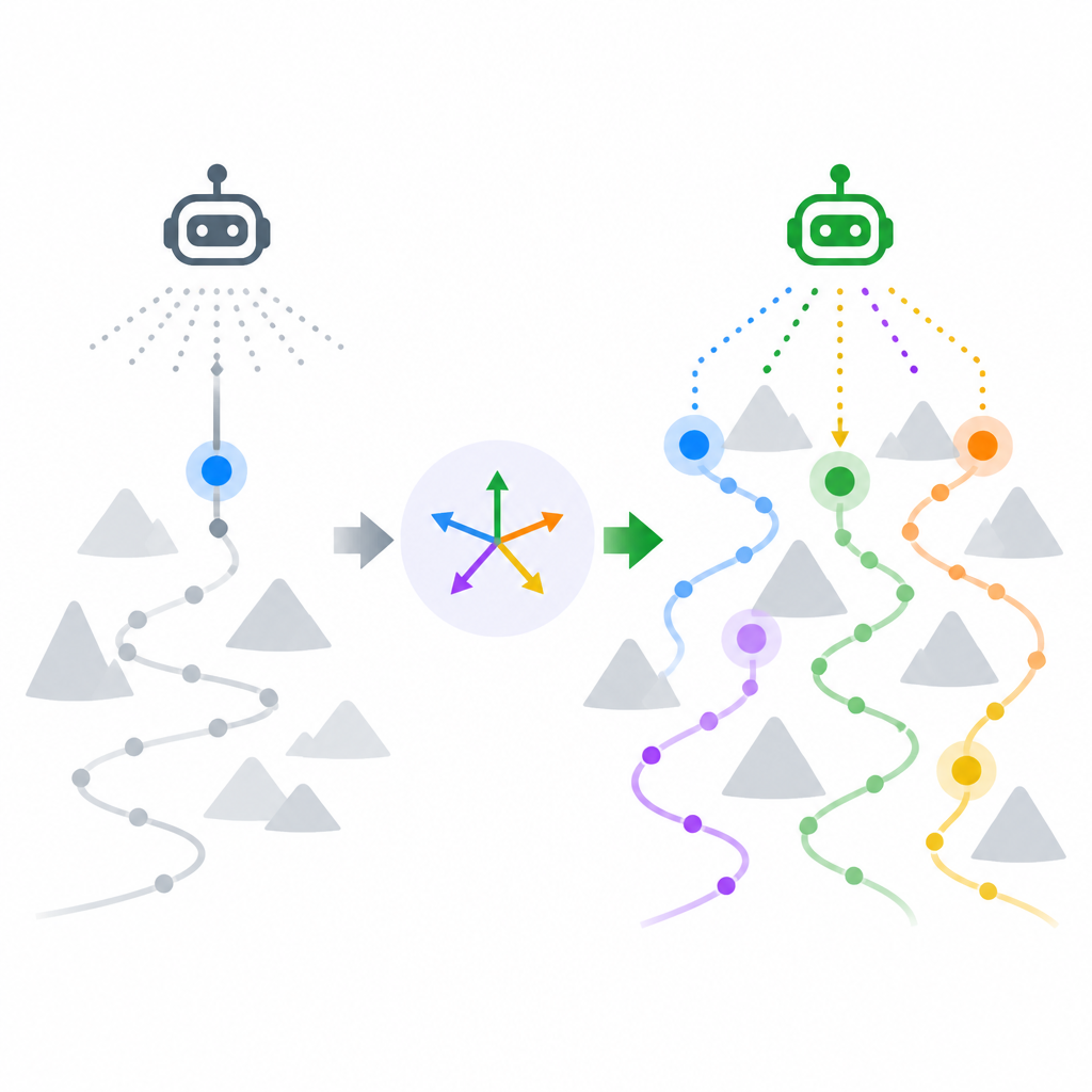 Vector Policy Optimization boosts search diversity
