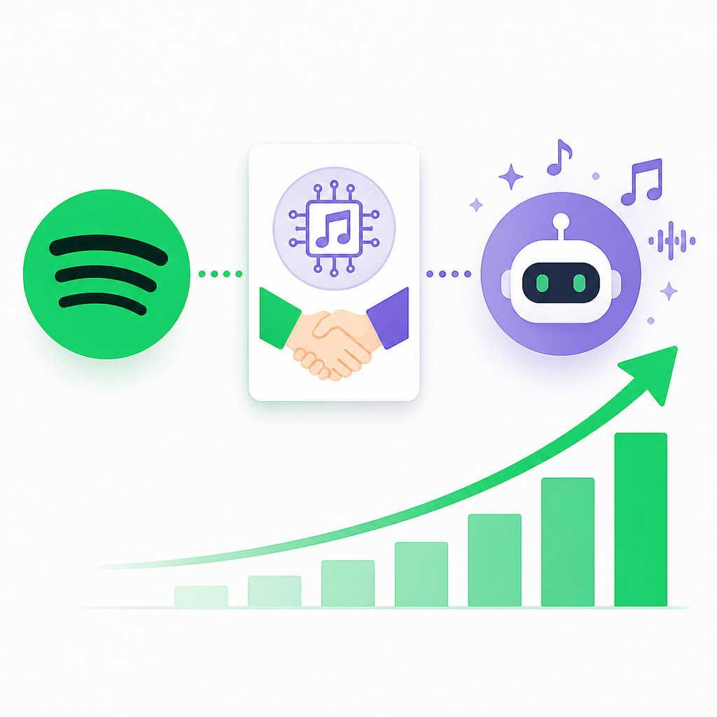Spotify 因 AI 音樂協議大漲 13%