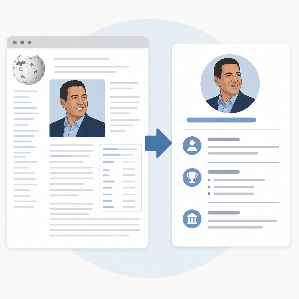 Wikipedia’s Tony Gonzales page into a clean brief
