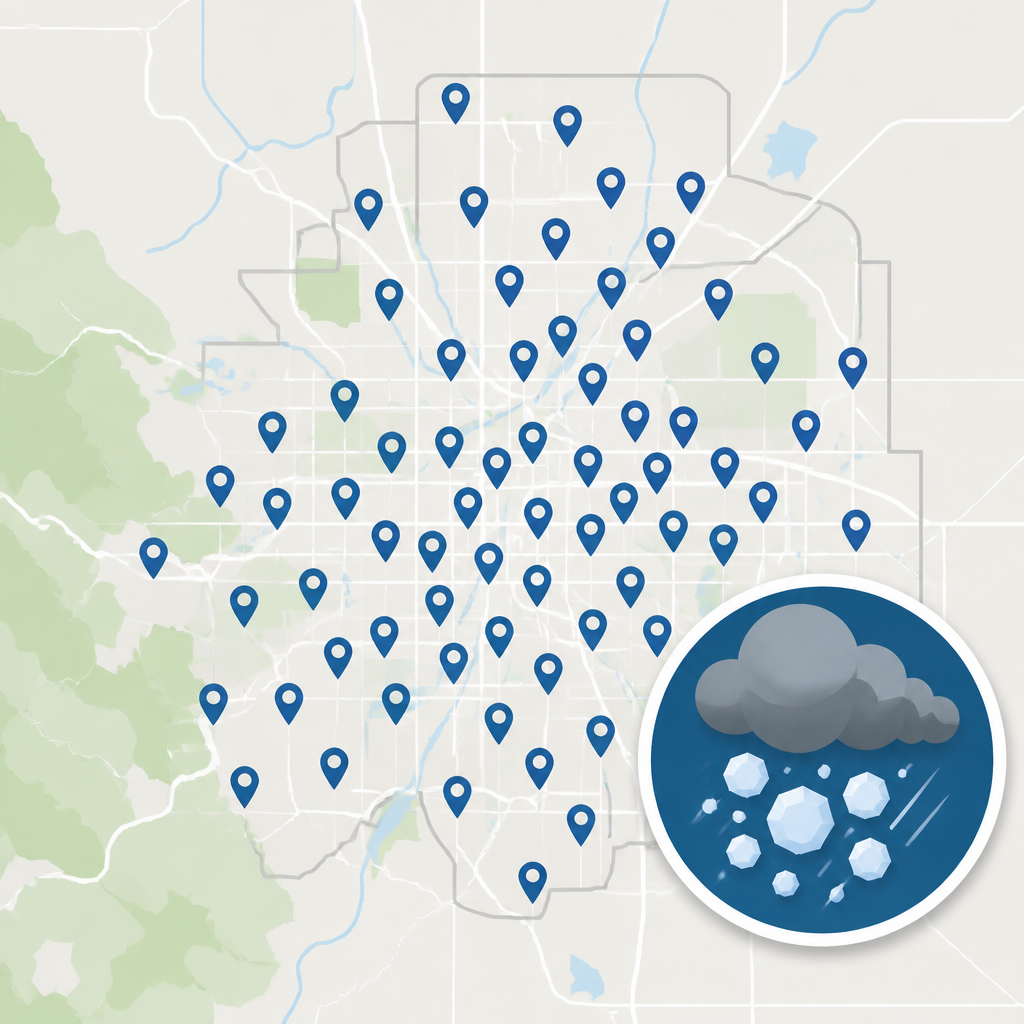 Denver hail map logs 209 spotter reports