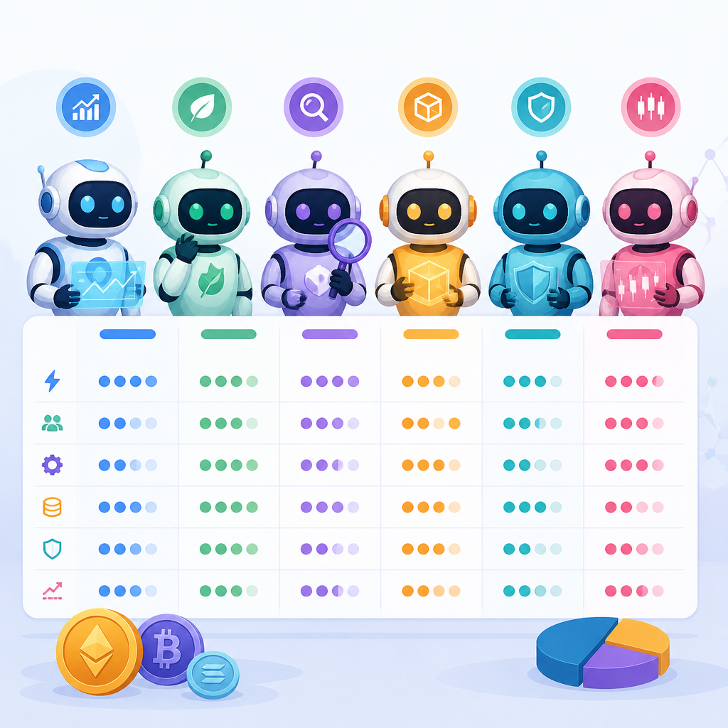 6 crypto AI agents let you compare utility fast