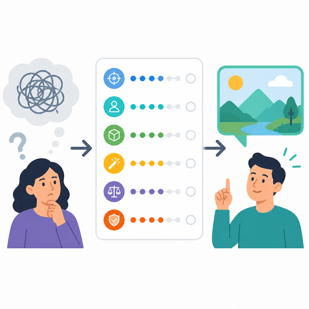 6-part prompt scoring turns vague prompts into usable ones