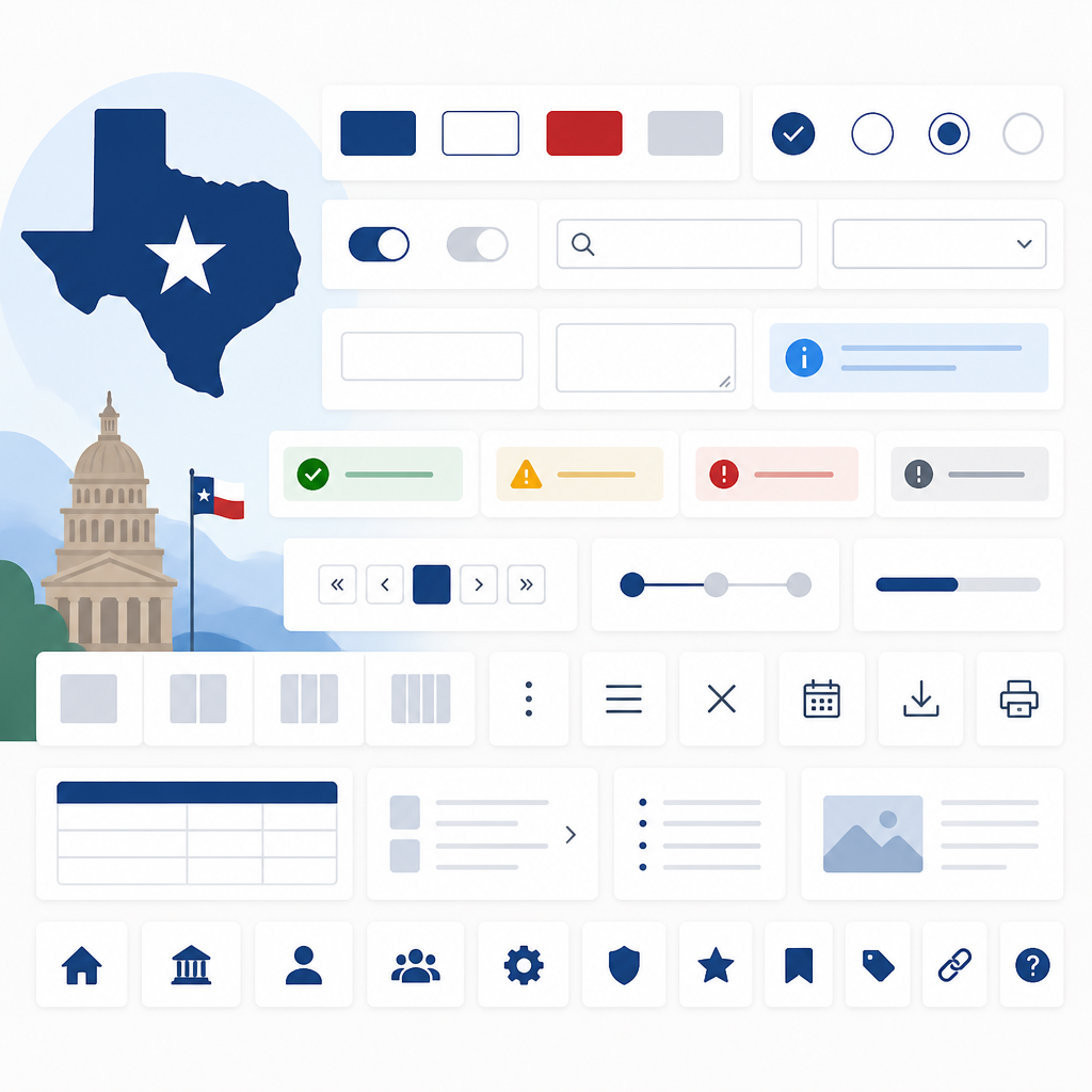 37 components in Texas Design System for state sites