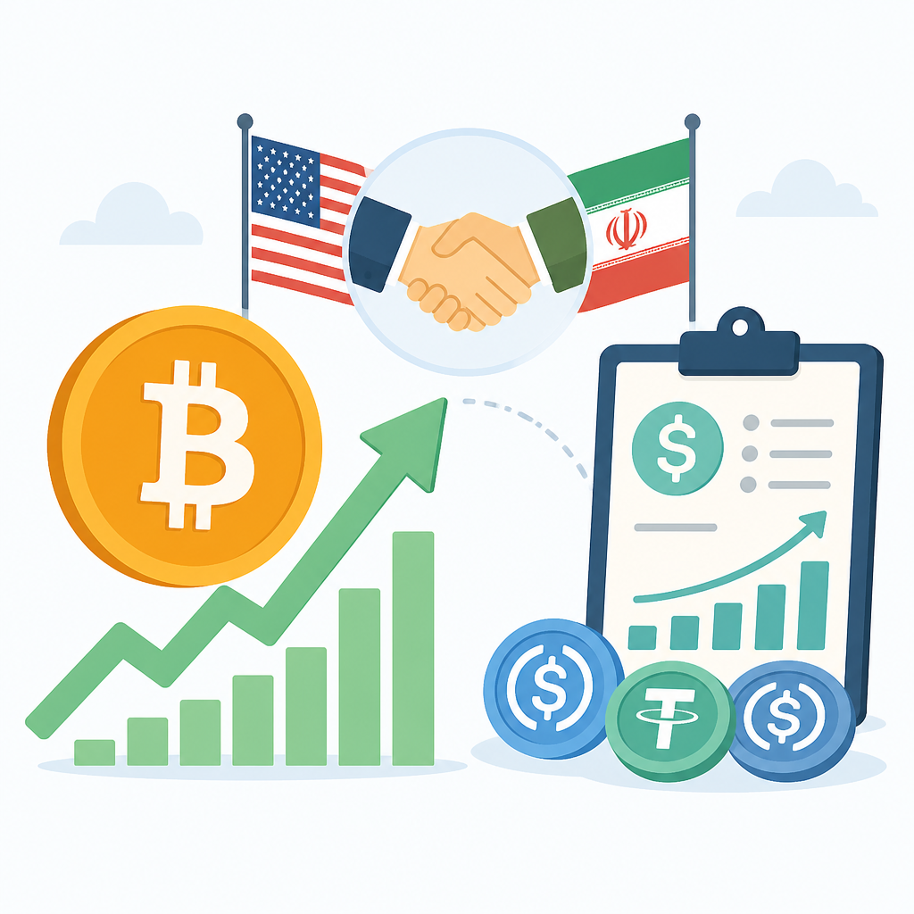 Bitcoin Rebounds on US-Iran Deal, Stablecoin Plans Grow