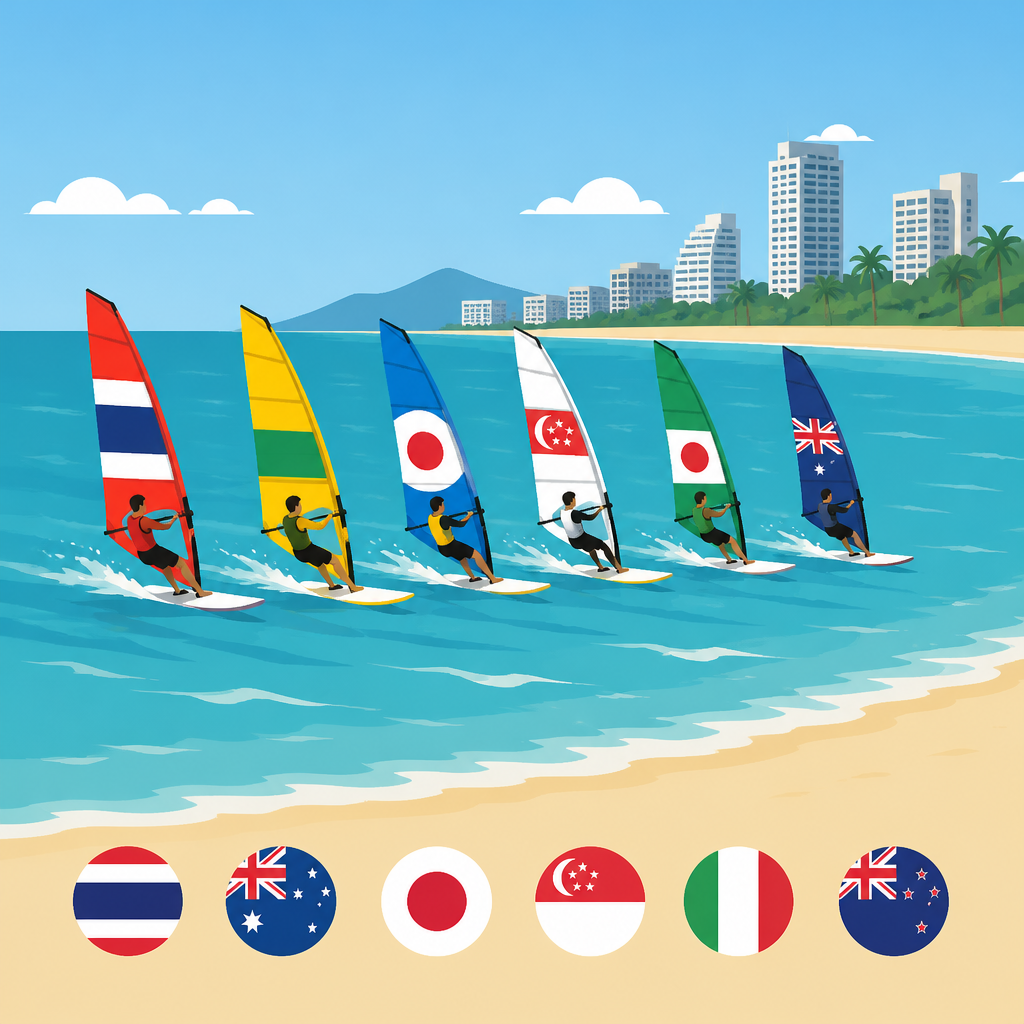 Six nations race at Jomtien Beach windsurfing event