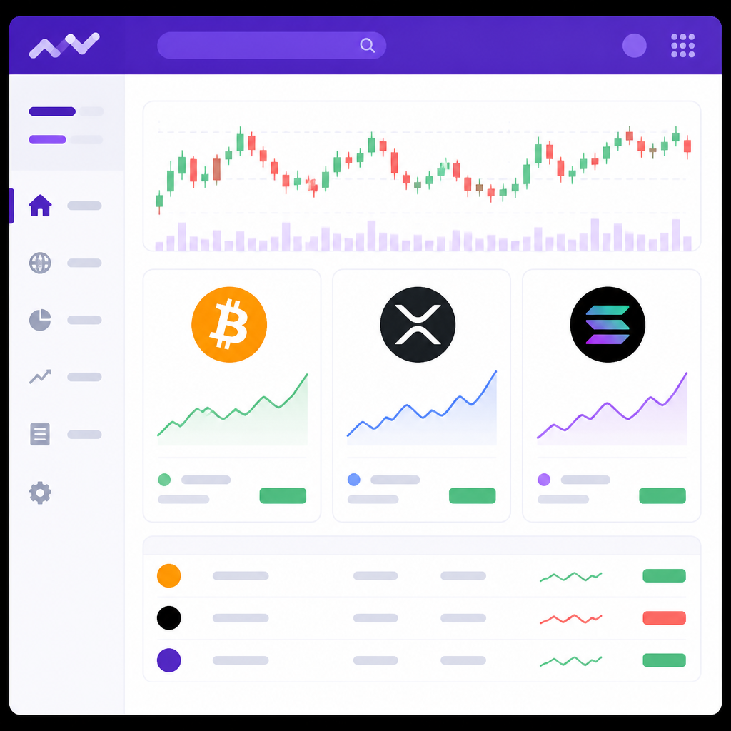 Yahoo Finance 幣圈頁面同看比特幣、XRP 與 Solana