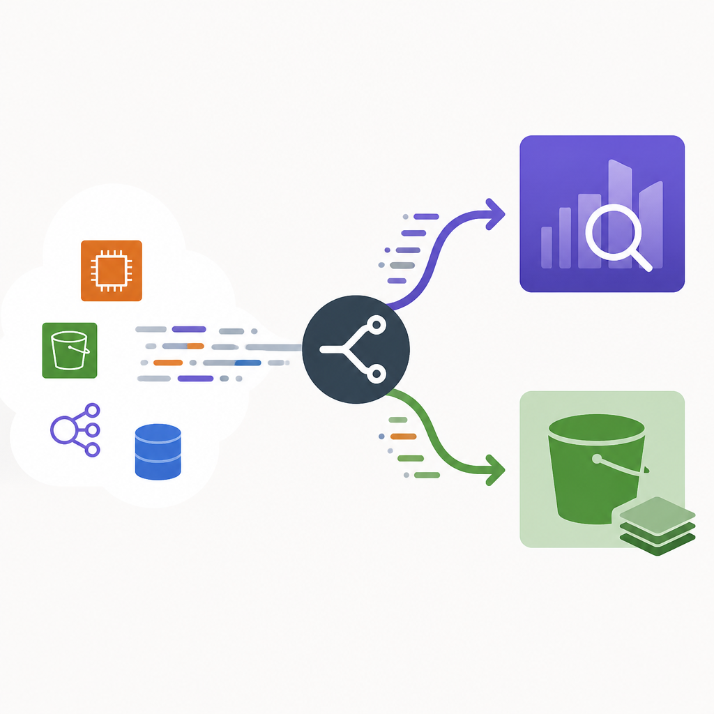 AWS logging should be split between OpenSearch and S3