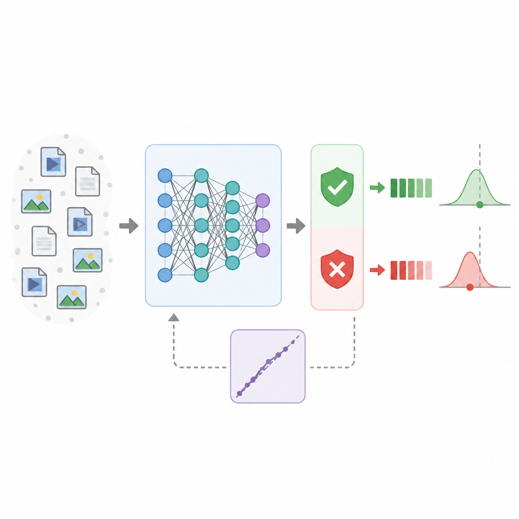Label-free real-bogus classification with calibrated uncertainty