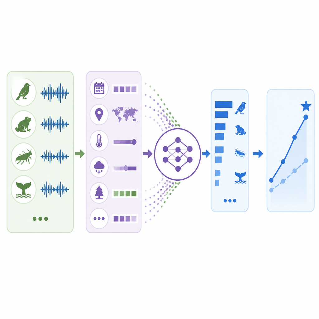 MetaPerch uses metadata to boost bioacoustics models