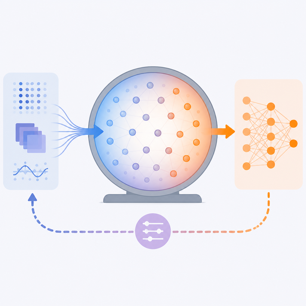 Equilibrium thermodynamic computing, made trainable