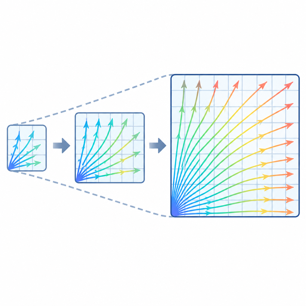 Expanding Flow Maps let generation grow with output size