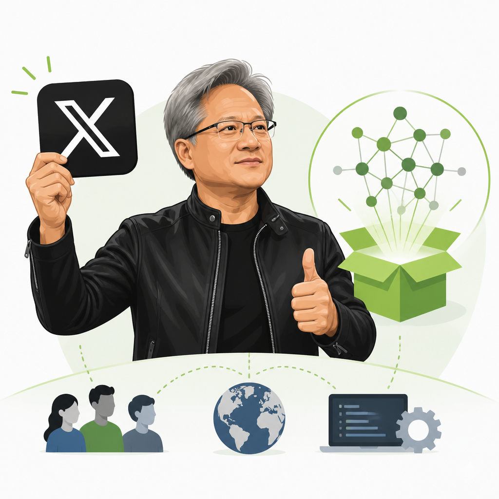 黃仁勳首篇 X 文,公開挺開放權重 AI